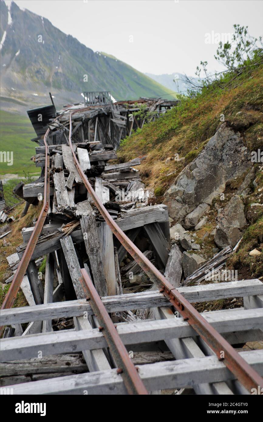 Abandoned Independence Mine at Hatcher Pass outside Wasilla Alaska which is a public park free Stock Photo