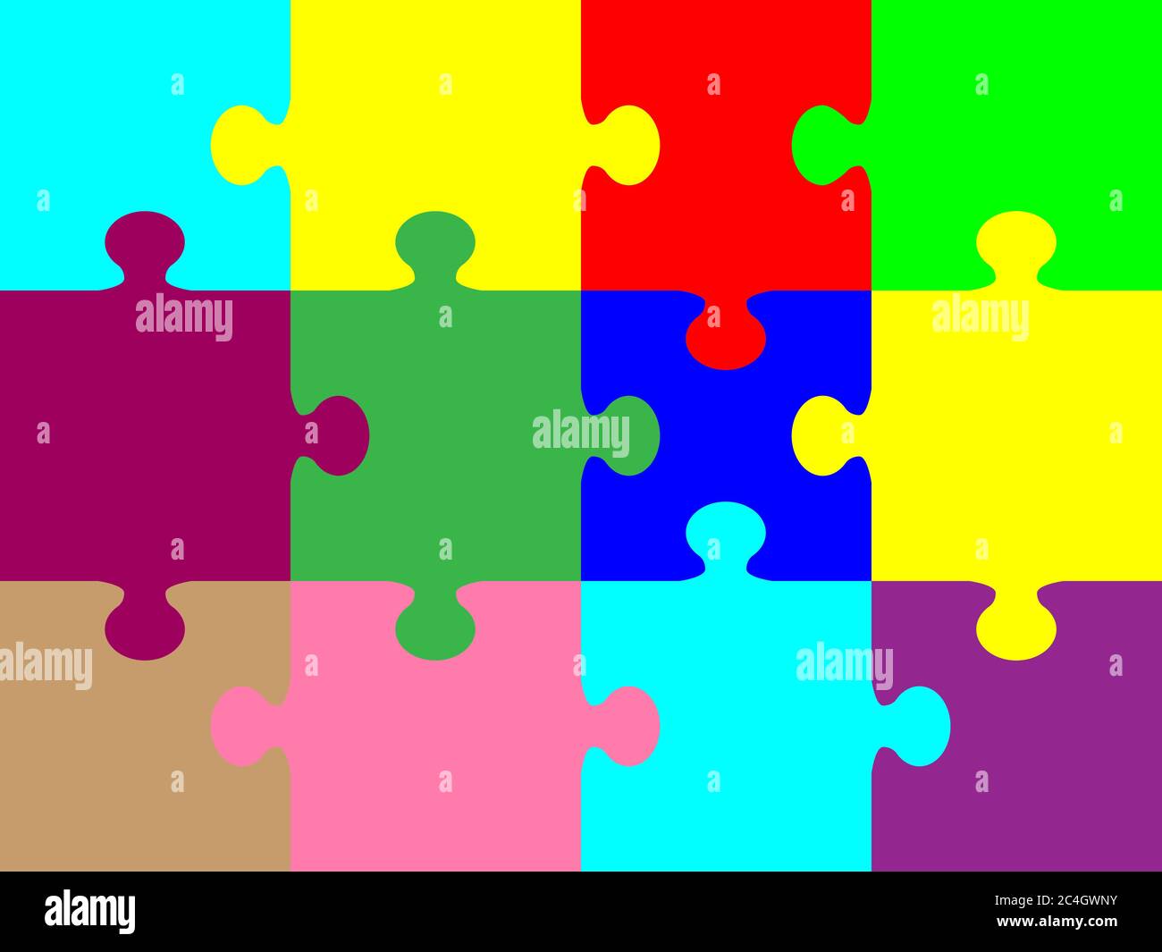 Vector colorful puzzle lettering - made from puzzle pieces. Many ...