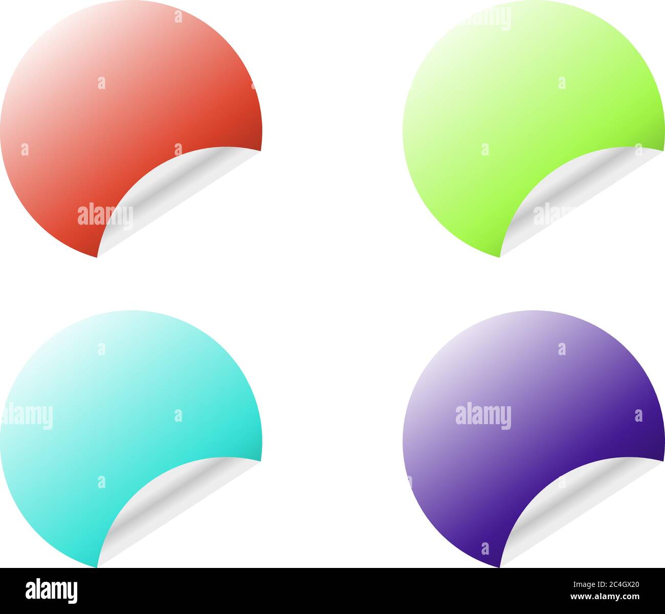 Round stickers with curled edge in different colors variants isolated ...