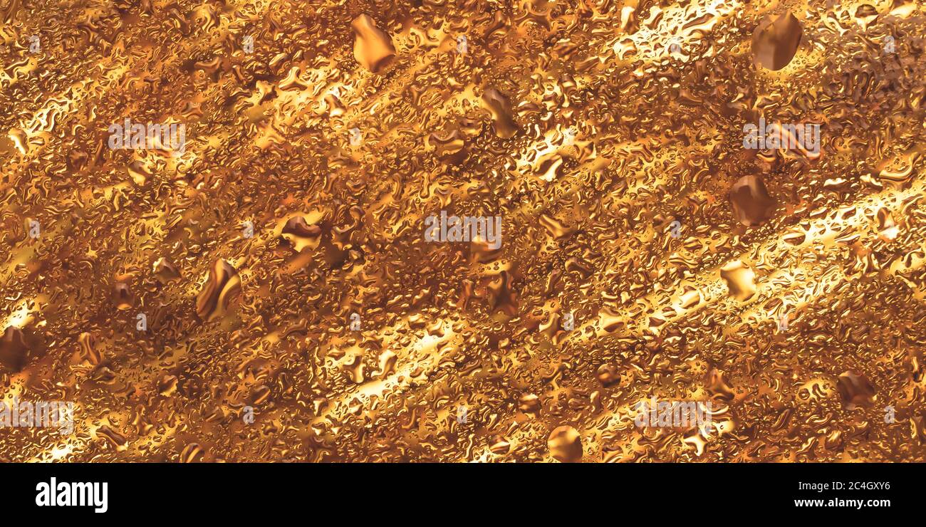 Sparkly golden background, gold shiny texture, water drops on the glass  surface. Glowing yellow wallpaper Stock Photo - Alamy