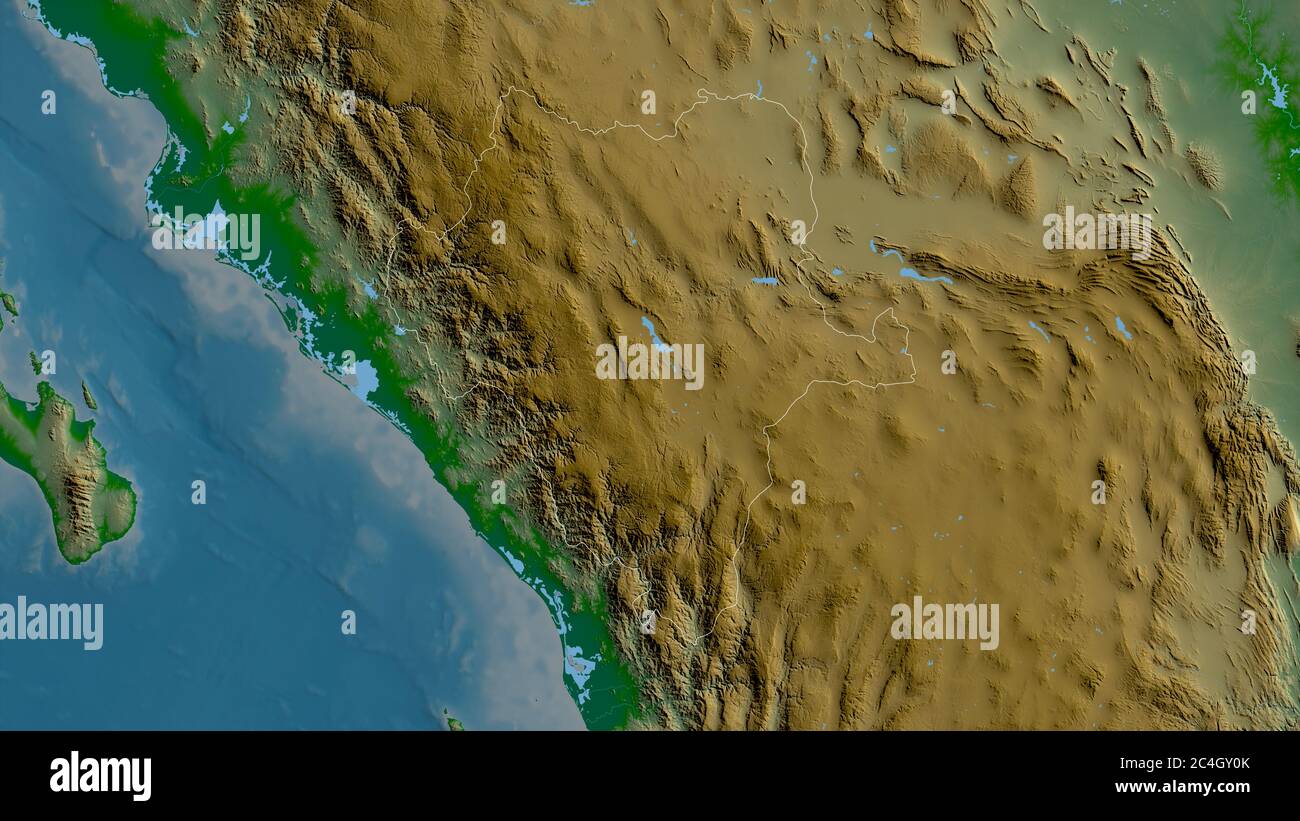 Durango, state of Mexico. Colored shader data with lakes and rivers ...