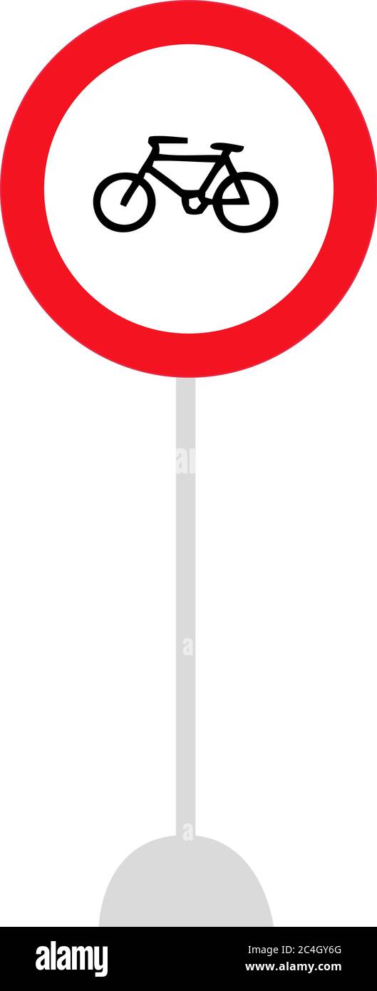 No bicycle, bike prohibited flat icon. Traffic and road sign, vector graphics. Solid pattern on white background Stock Vector