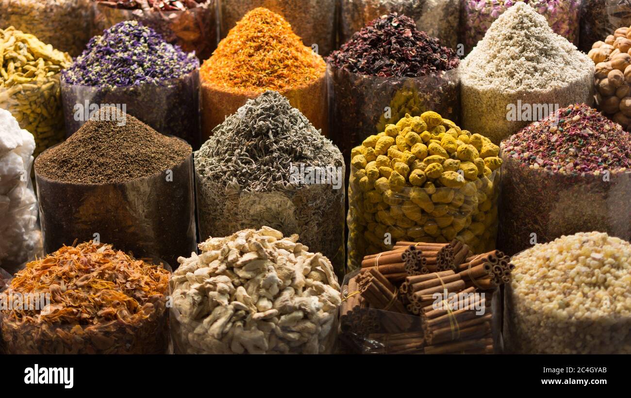 Dubai spices market UAE Stock Photo Alamy
