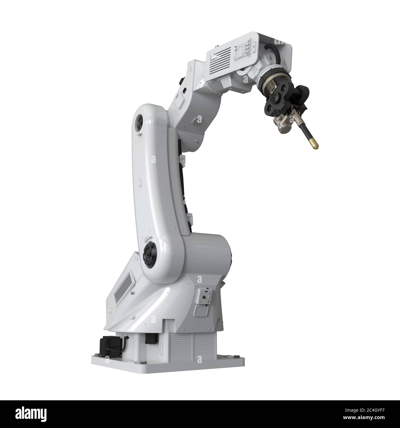 3d rendering welding robotic arm isolated on white background