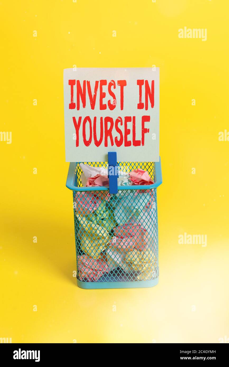 Conceptual hand writing showing Invest In Yourself. Concept meaning
