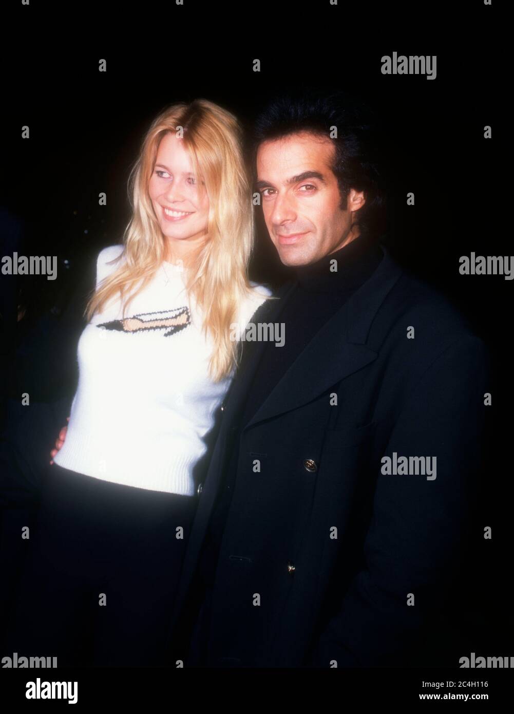 Hollywood, California, USA 15th November 1995 Model Claudia Schiffer and magician David Copperfield attend Miramax' 'Two Bits' Premiere on November 15, 1995 at Hollywood Galaxy Theatre in Hollywood, California, USA. Photo by Barry King/Alamy Stock Photo Stock Photo