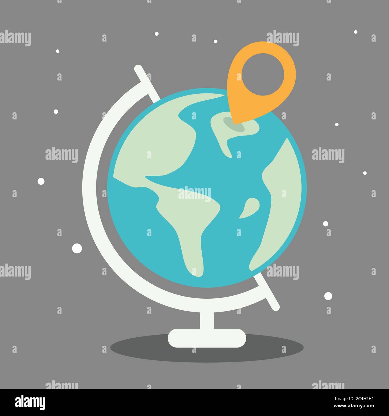 Globe with map pins icon from astronomy. Flat design planet earth for element design or background. Vector illustration EPS.8 EPS.10 Stock Vector