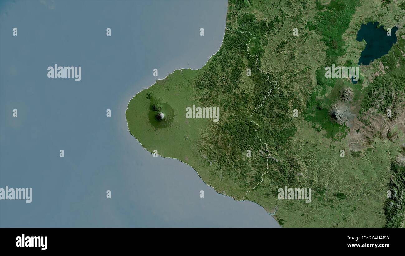 Taranaki, regional council of New Zealand. Satellite imagery. Shape  outlined against its country area. 3D rendering Stock Photo - Alamy