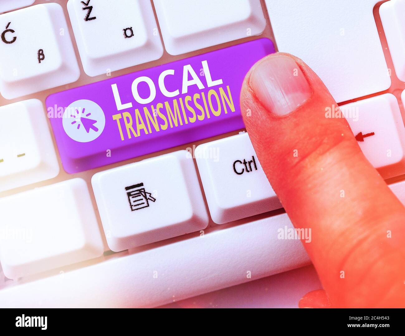 Conceptual hand writing showing Local Transmission. Concept meaning