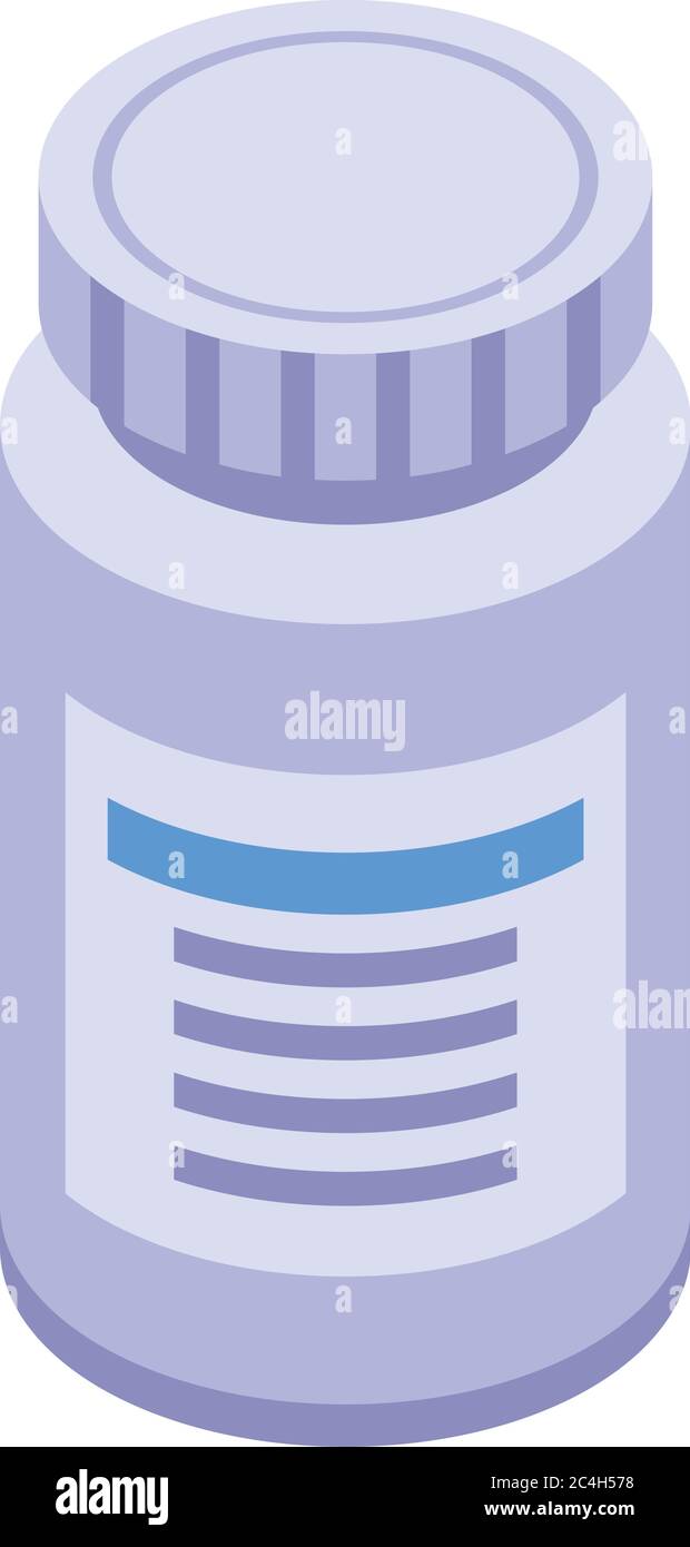 Capsule plastic jar icon, isometric style Stock Vector