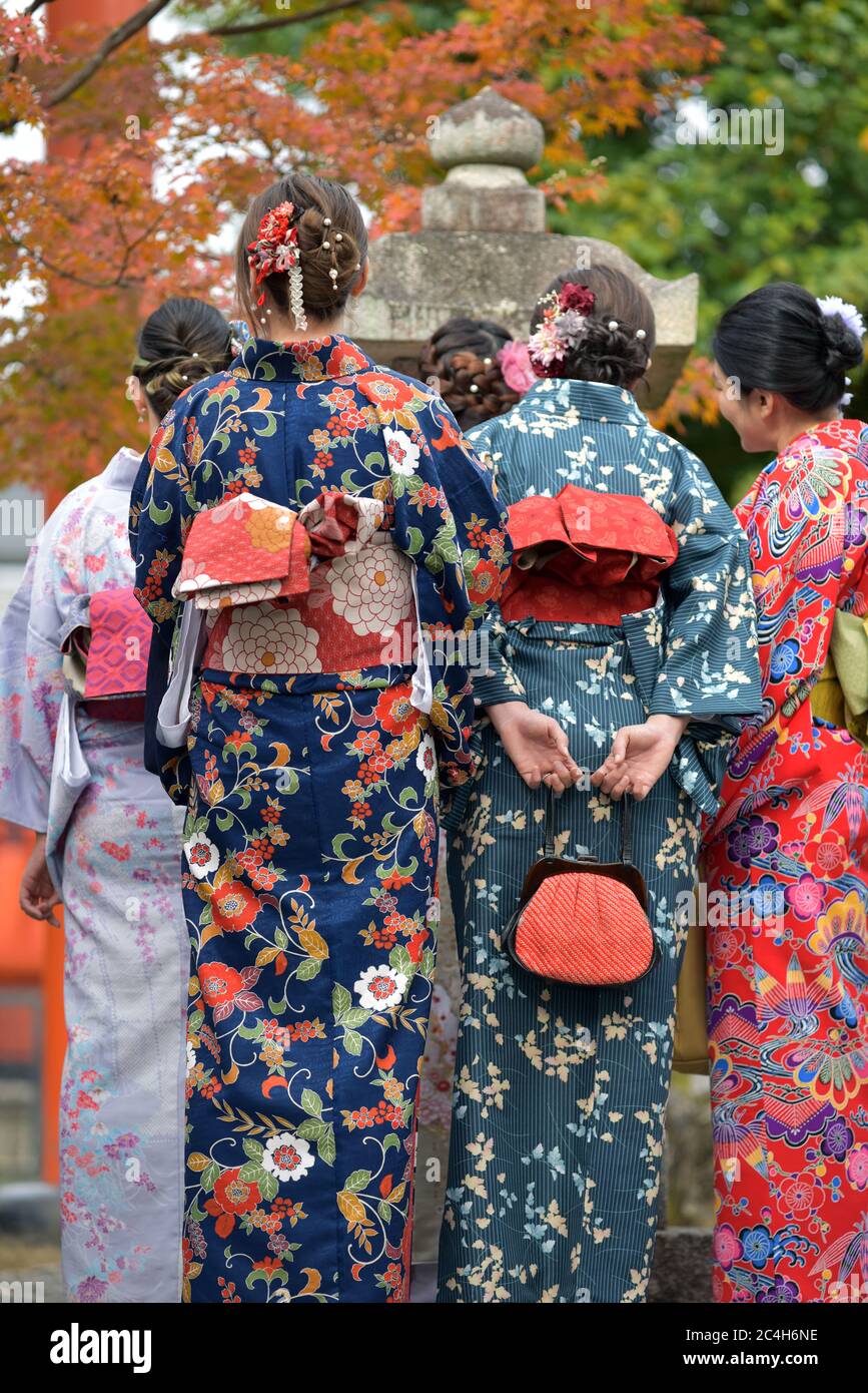 Japanese Girls in costume Stock Photo
