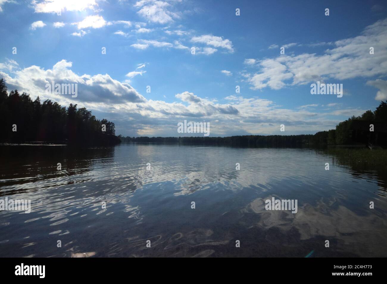 Tampaja lake in Kirkkonummi, Finland on a bright summer day Stock Photo