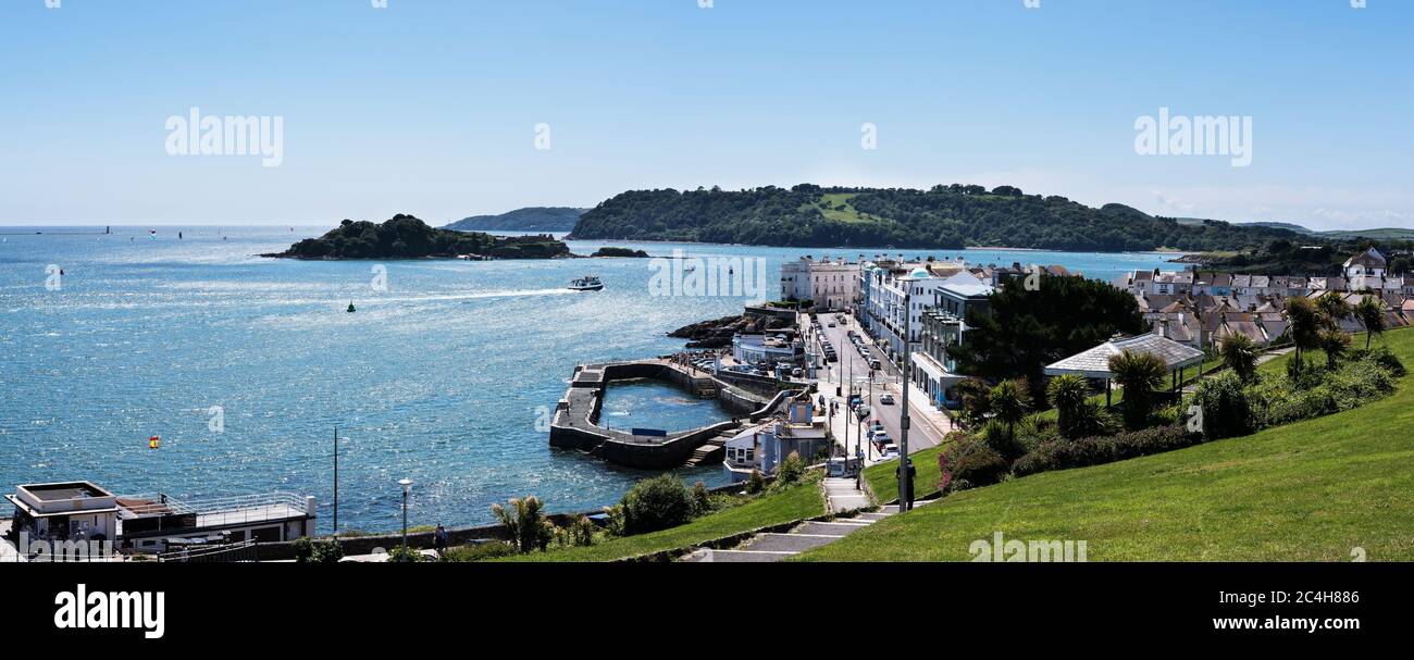 Panorama of Hoe Waterfronts in Plymouth in England Stock Photo