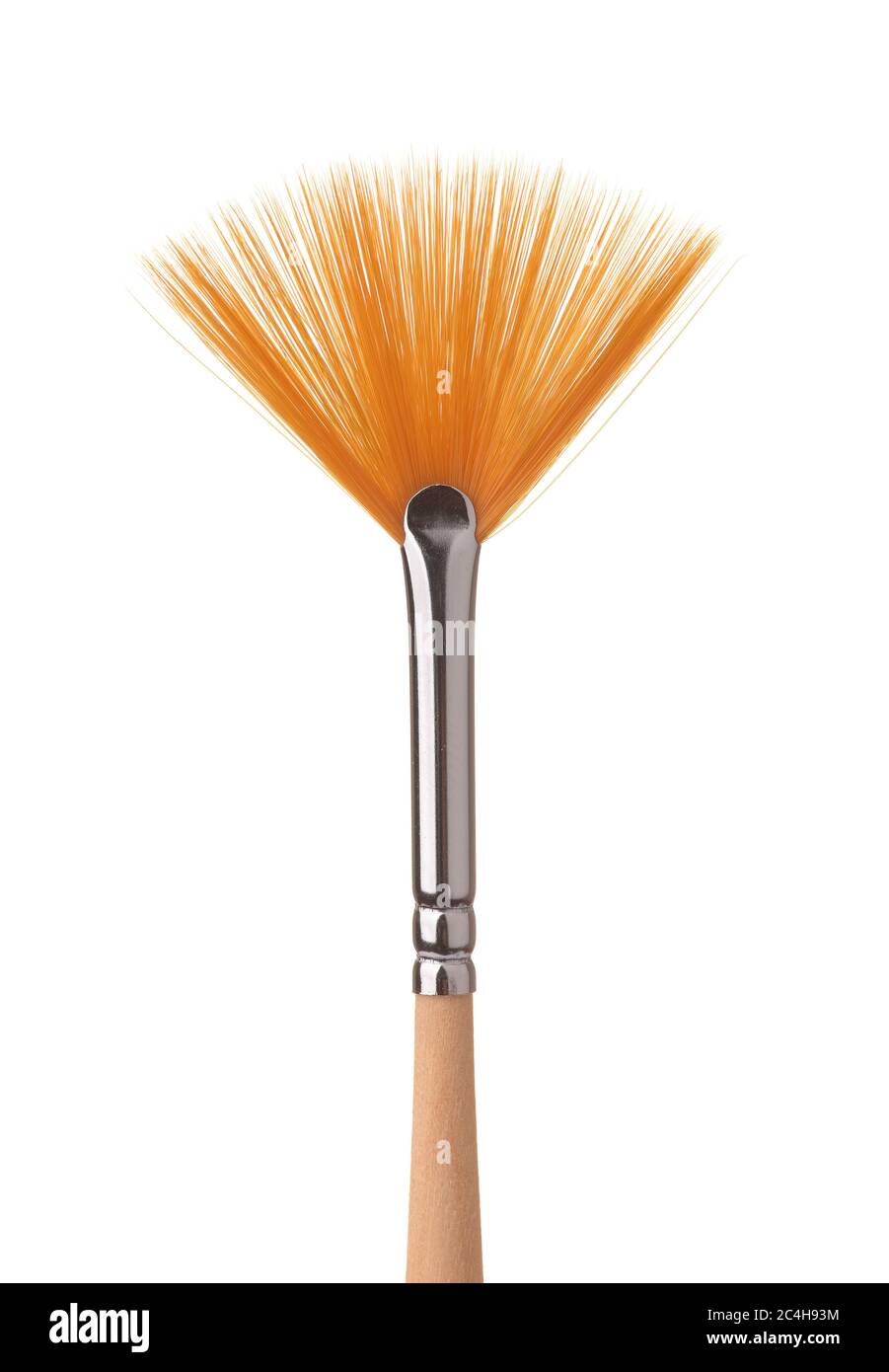 Front view of orange fan brush isolated on white Stock Photo