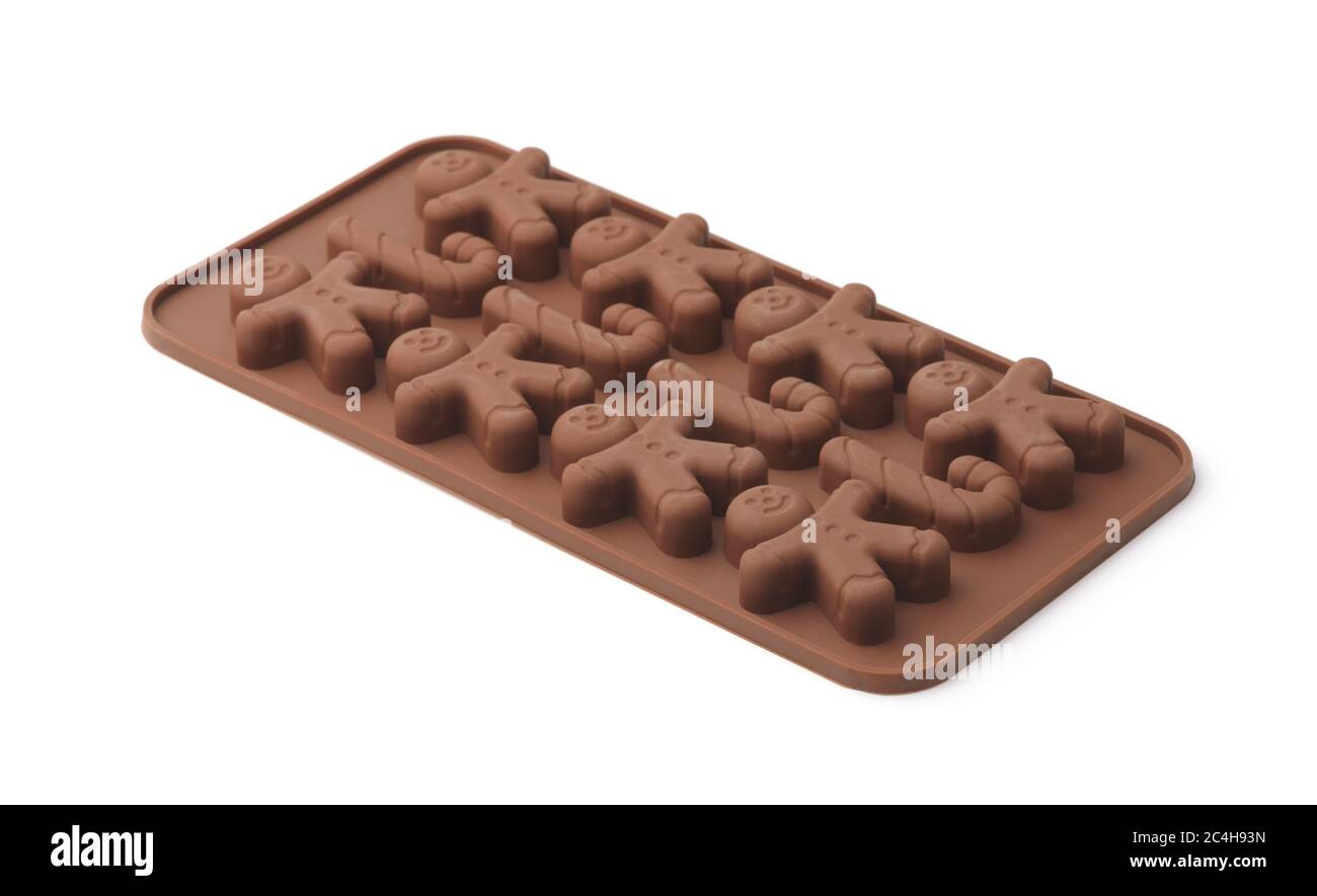 Chocolate and candy silicone mold isolated on white Stock Photo