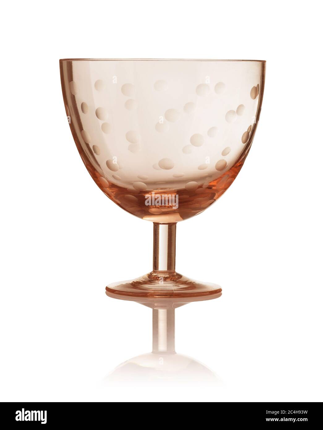 Front view of empty retro glass dessert dish isolated on white Stock Photo