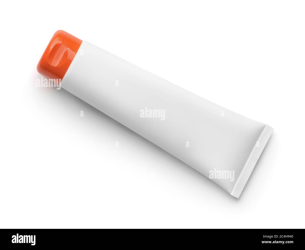 Top view of blank white plastic tube isolated on white Stock Photo