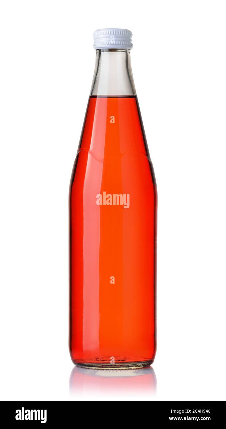 Bottle of carbonated strawberry soft drink isolated on a white Stock Photo