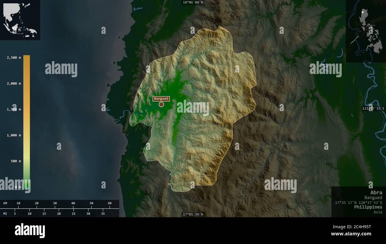 Abra, province of Philippines. Colored shader data with lakes and ...