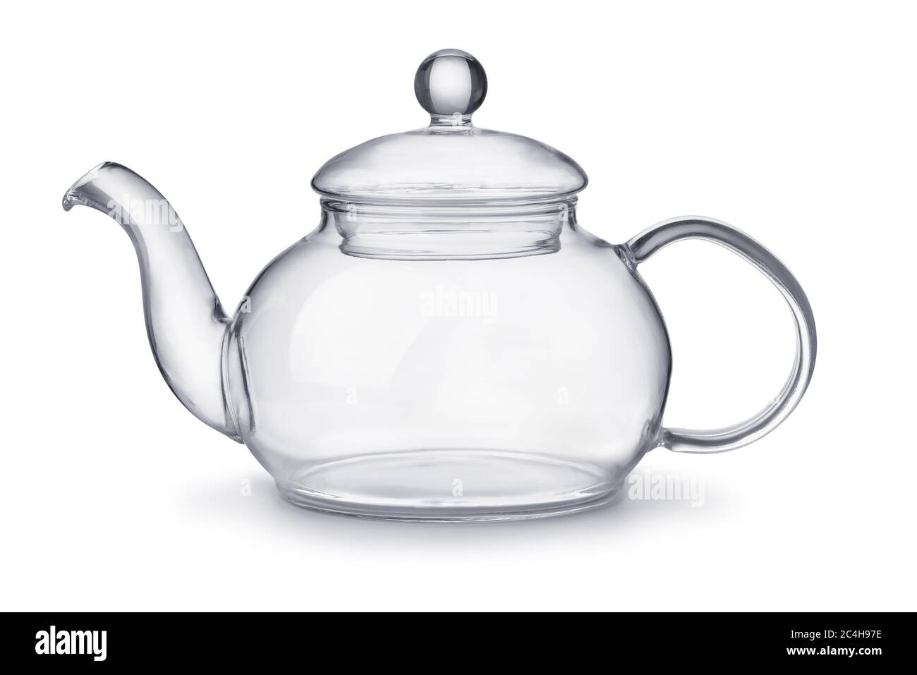 Side view of empty glass teapot isolated on white Stock Photo Alamy