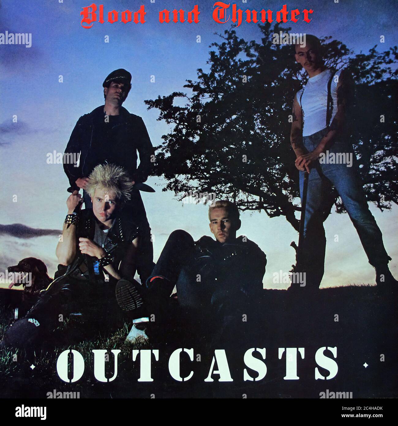 Outcasts Blood Thunder Irish Punk 12'' Lp Vinyl - Vintage Record Cover Stock Photo