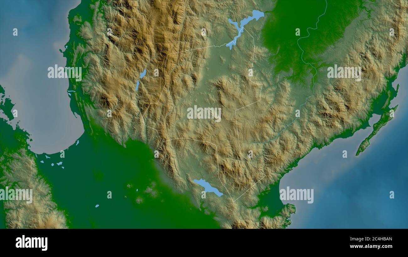 Nueva Vizcaya, province of Philippines. Colored shader data with lakes ...