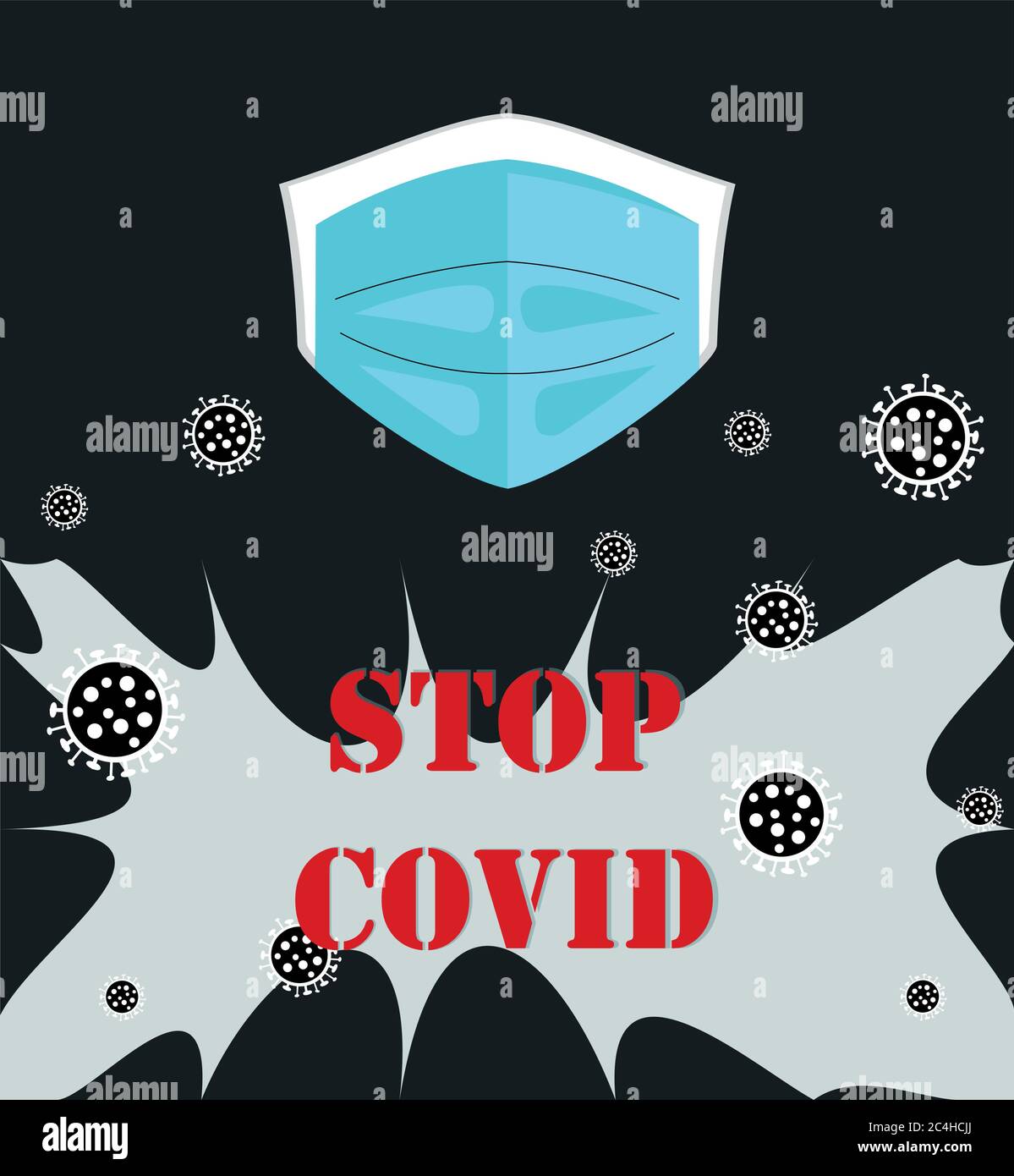 Poster showing a protective mask against viruses Stock Vector