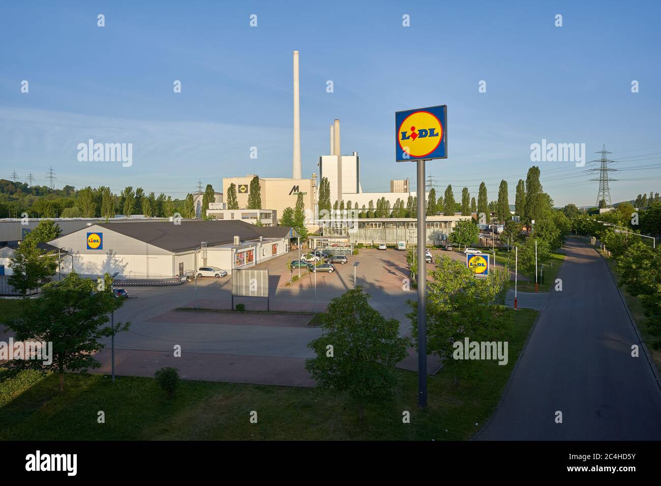 Altbach, Germany - May 08, 2020: Parking slot. Lidl is a discount company based in Neckarsulm in Baden-Wuerttemberg. Stock Photo