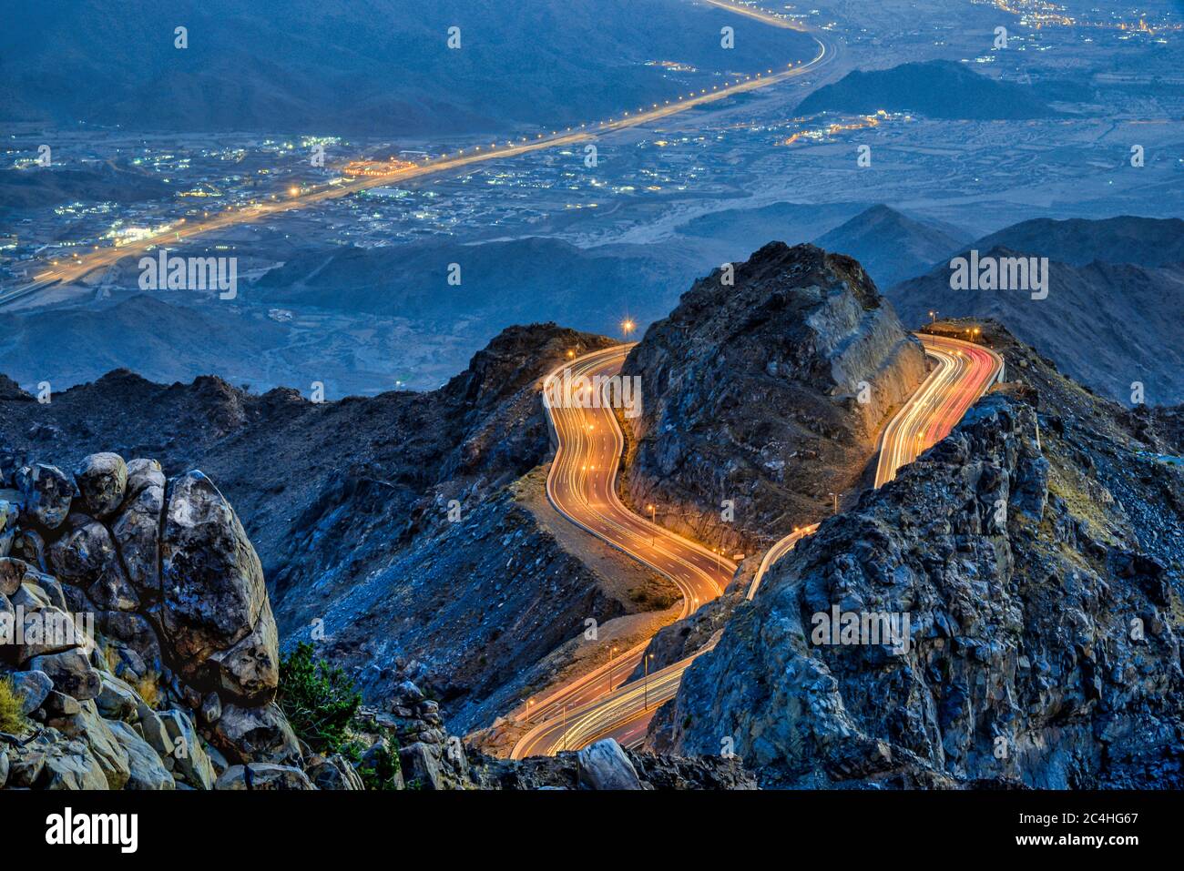 Beautiful landscape view from the Hada mountain of Taif City, Saudi