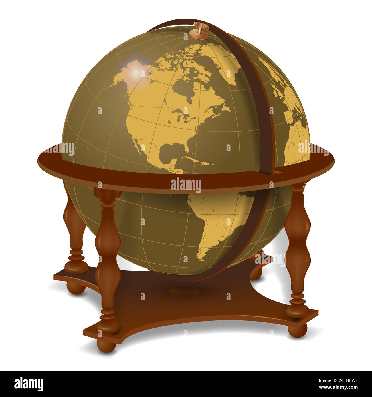 Realistic vintage globe isolated on white background. Vector illustration. Stock Vector