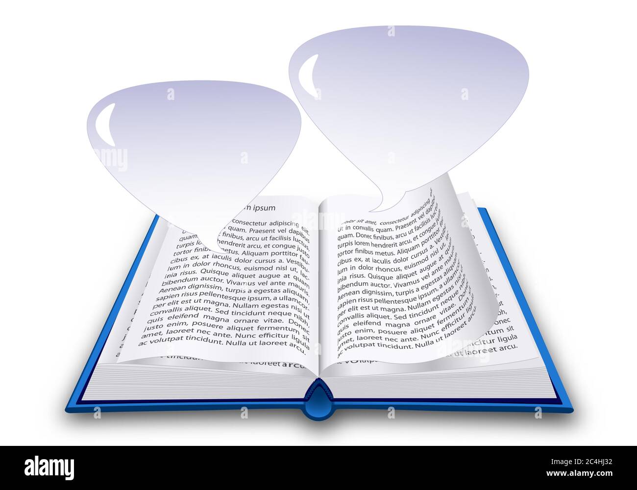 Reading book concept. Realistic object. Hand book with quote bubbles. Vector illustration Stock Vector