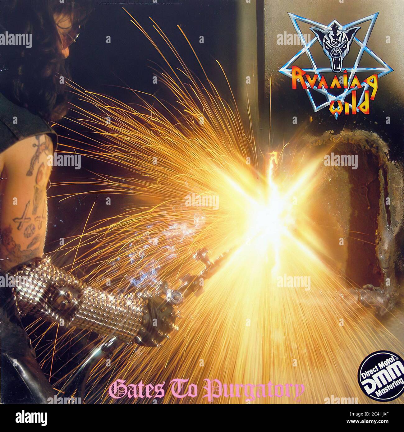 RUNNING WILD Gates To Purgatory - Vintage vinyl album cover Stock