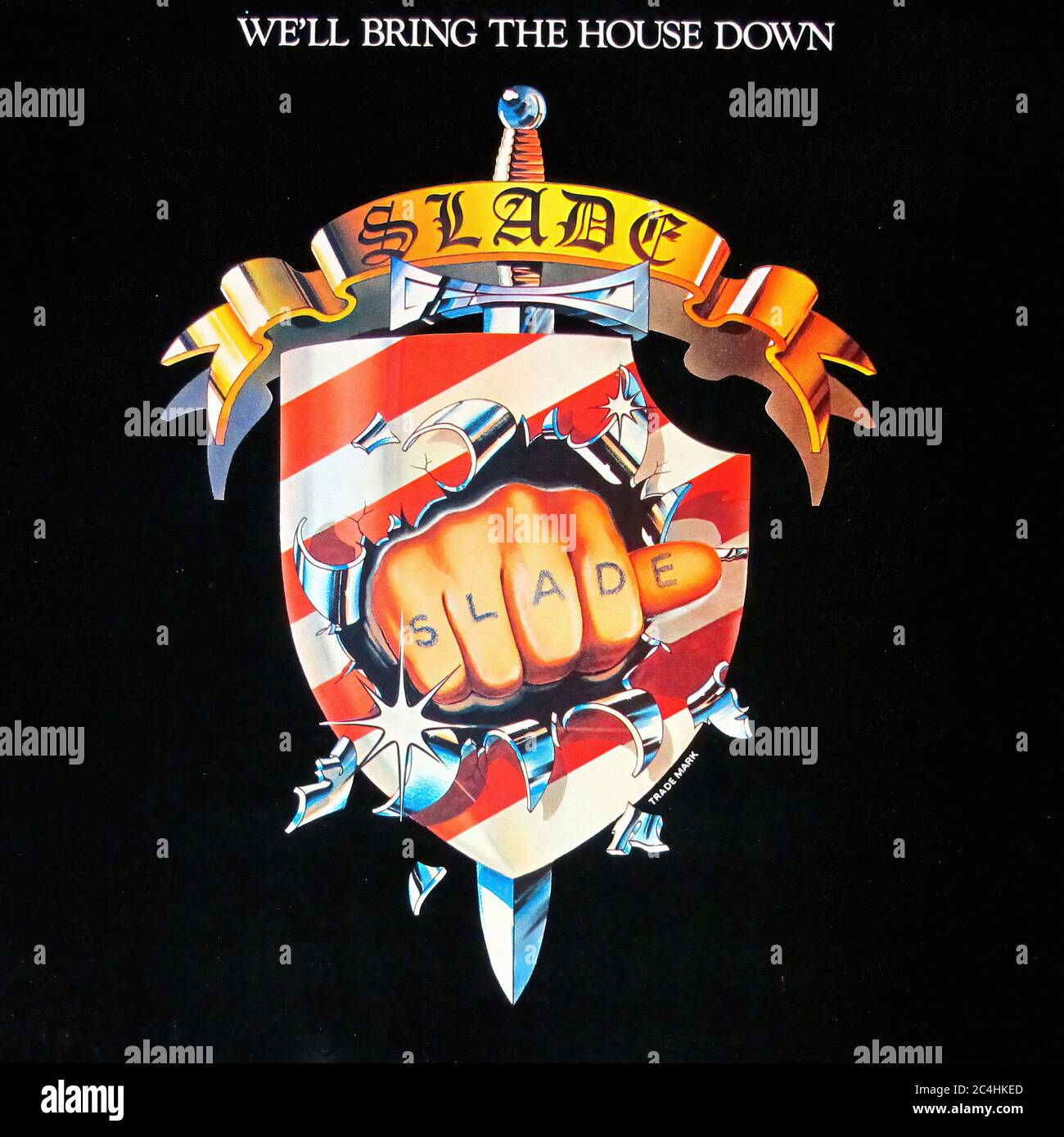 Slade We'LL Bring the House down 12'' Lp Vinyl - Vintage Record Cover Stock Photo