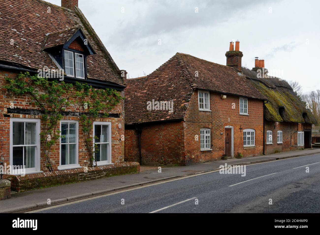 Cottages in The Borough, Downton, Wiltshire, UK 18th century (left) and