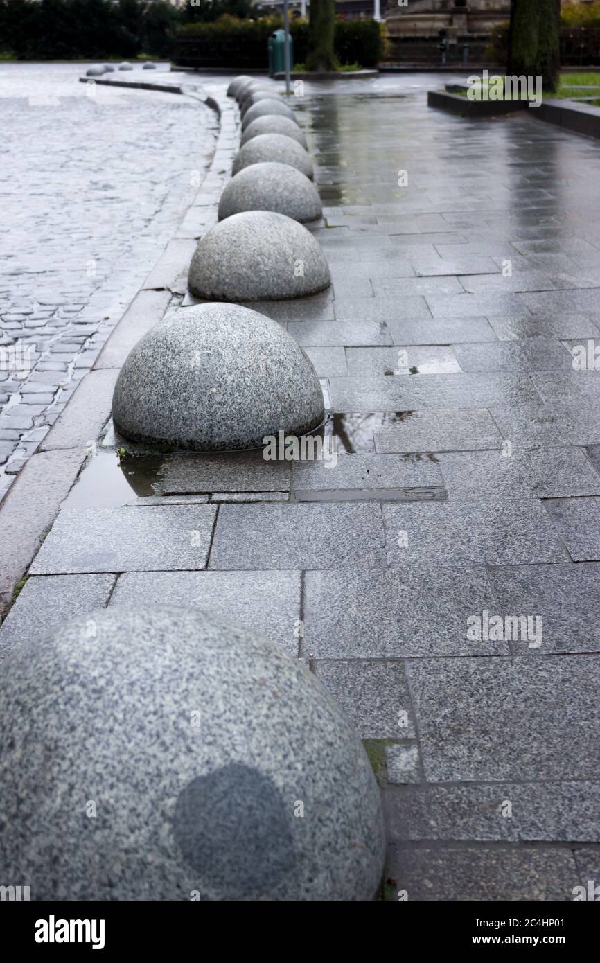 Street of granite stones in the old town - pavement, hemisphere Stock Photo