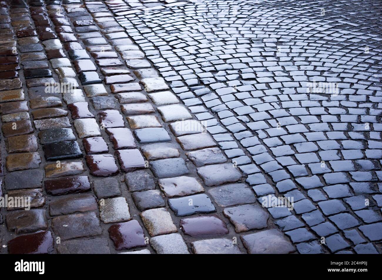 Street of granite stones in the old town - pavement Stock Photo