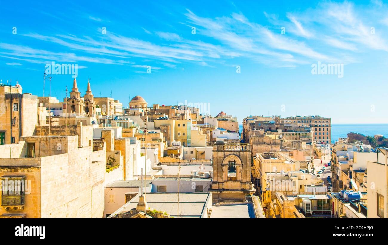 Valeta Beautiful landscape of Valletta with old traditional baroque ...