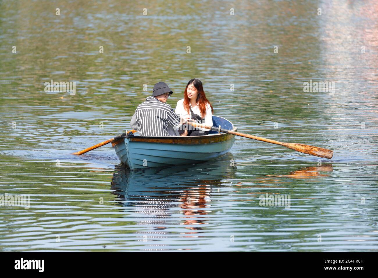 Tourists on a rowing boat in the River Nidd at Knaesborough,North