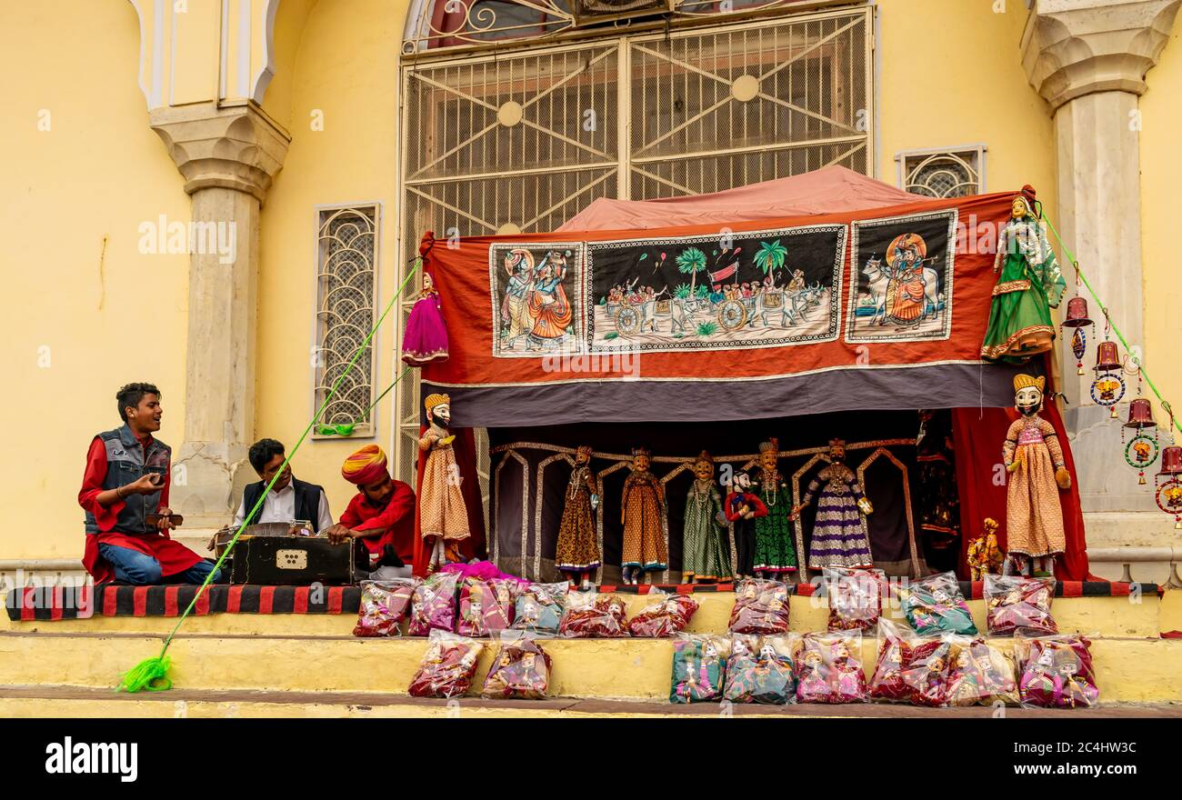 Jaipur, Rajasthan, India; Feb, 2020 : a puppet show at the City Palace, Jaipur, Rajasthan, India Stock Photo