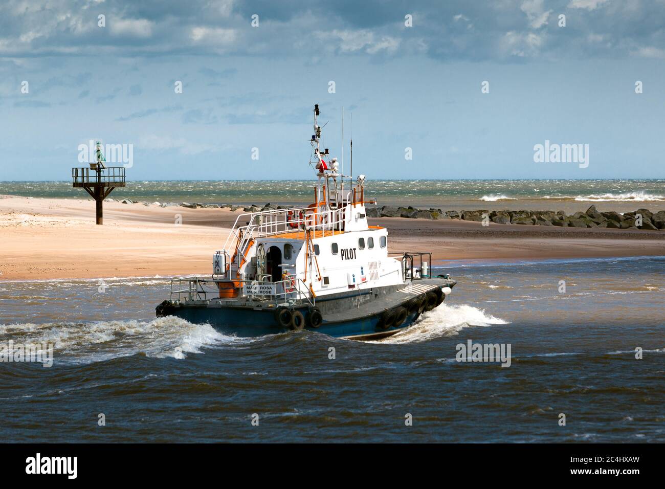 Pilot launch Montrose Scotland. (Ex RNLI lifeboat ARUN class). Scotland UK Stock Photo