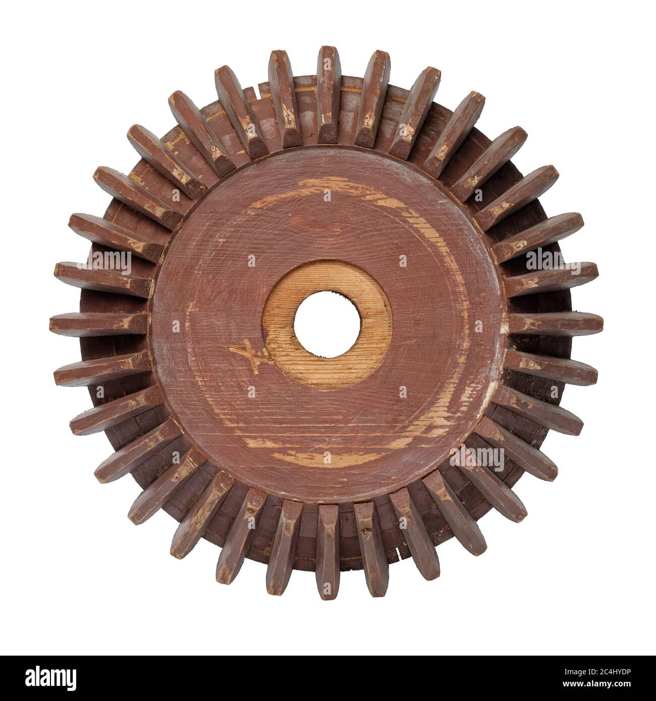 Old conical gearwheel, isolated on white background Stock Photo