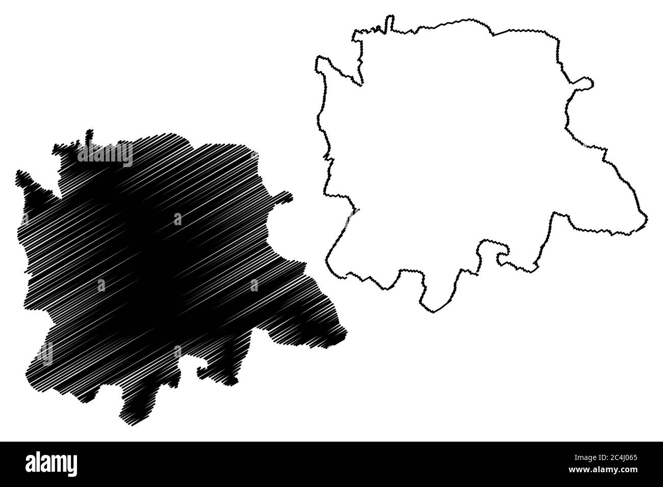 Bangalore City (Republic of India, Karnataka State) map vector illustration, scribble sketch City of Bengaluru map Stock Vector