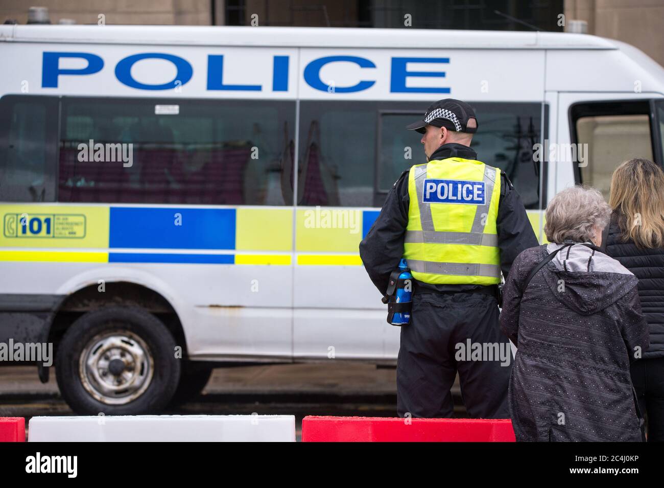 Glasgow, Scotland, UK. 27 June 2020. Heavy police presence as planned protest is a no show, Glasgow, Scotland, UK. Credit: Colin Fisher/Alamy Live News Stock Photo