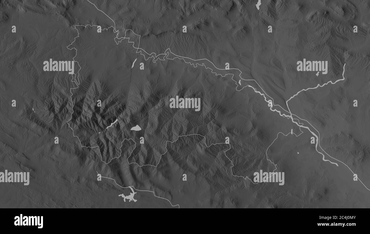 La Rioja, autonomous community of Spain. Grayscaled map with lakes and ...