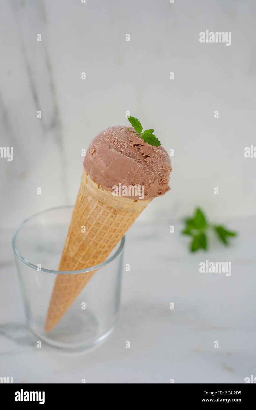 A scoop of home made chocolate ice cream Stock Photo - Alamy