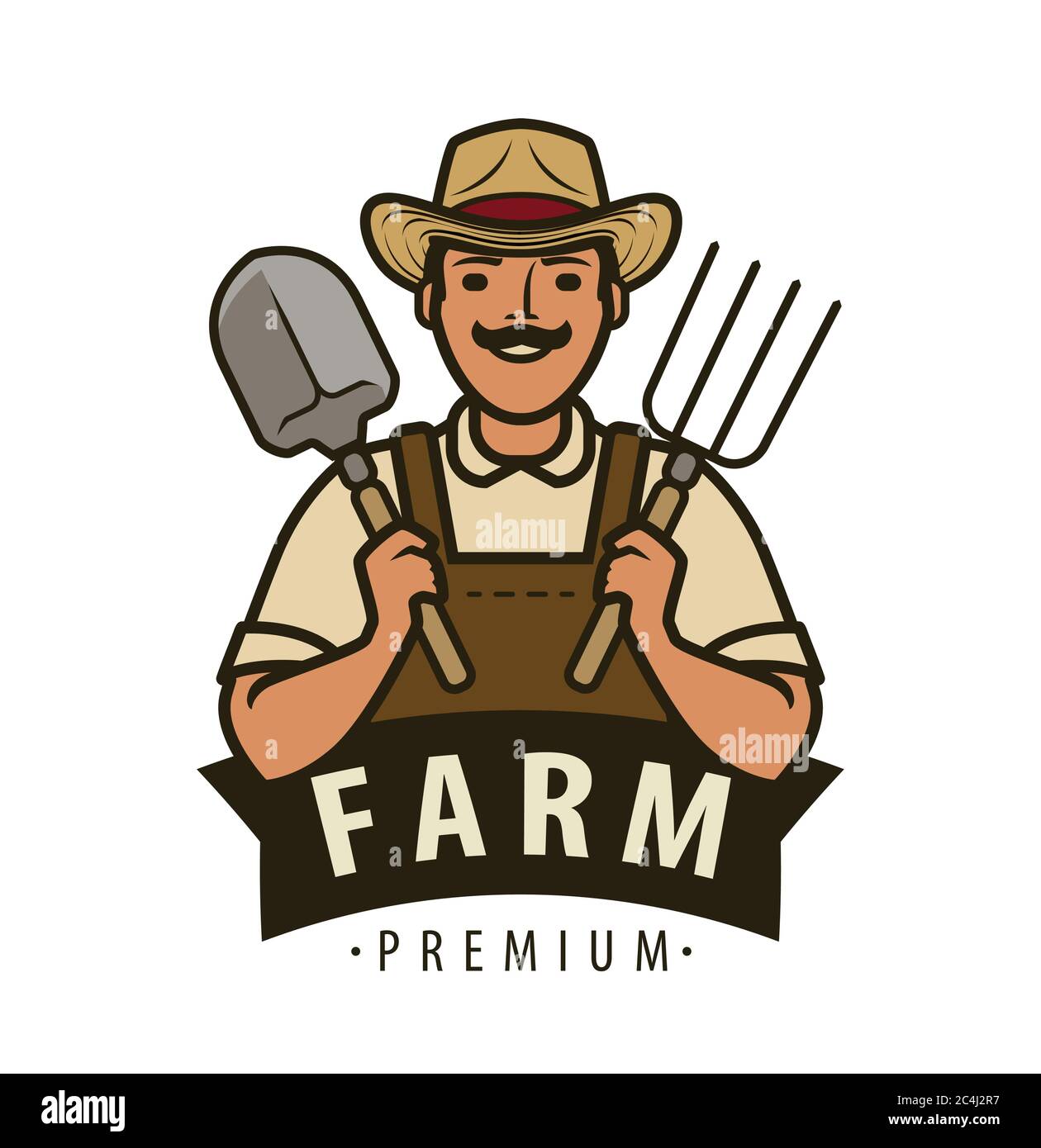 Farm logo or label. Agriculture, farmer vector illustration Stock Vector