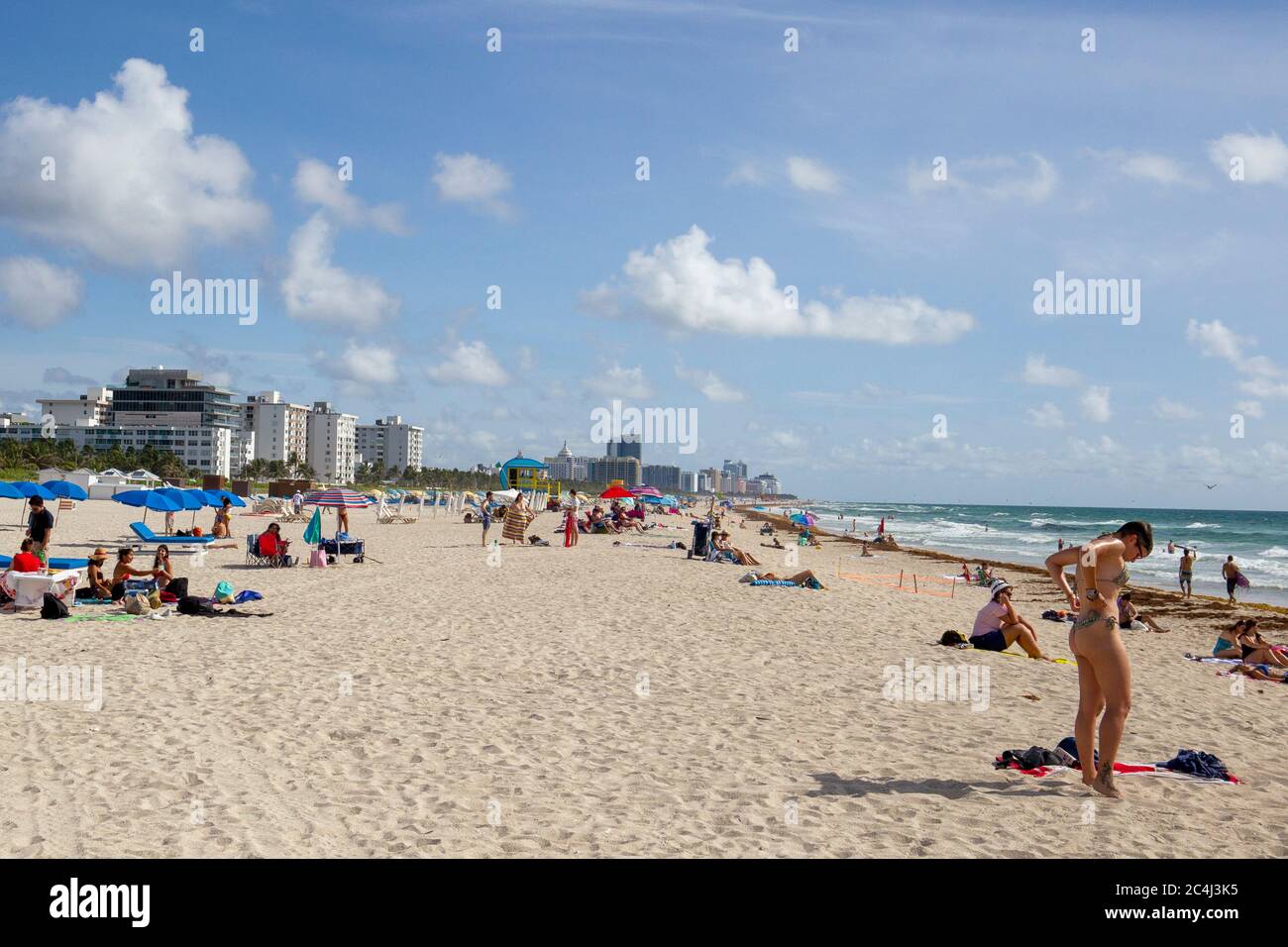 The beach at South Pointe Park, South Beach, Miami Florida. Stock Photo