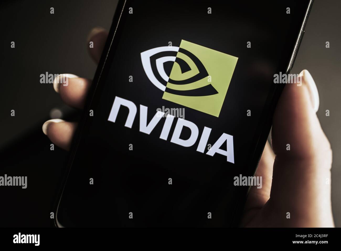 Nvidia Logo On The Smartphone Screen Stock Photo Alamy