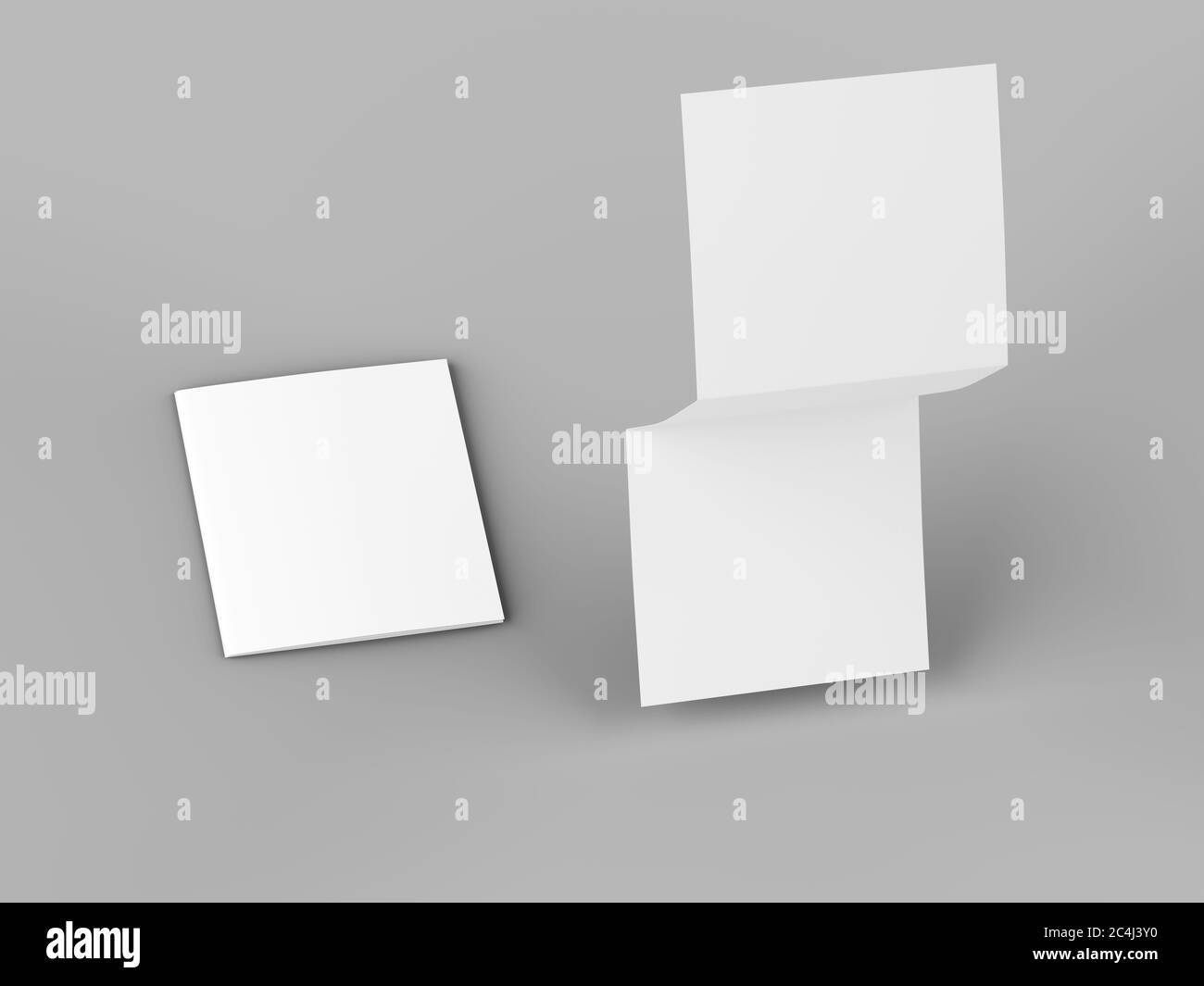 Open tri-folded leaflet in square format Stock Photo - Alamy