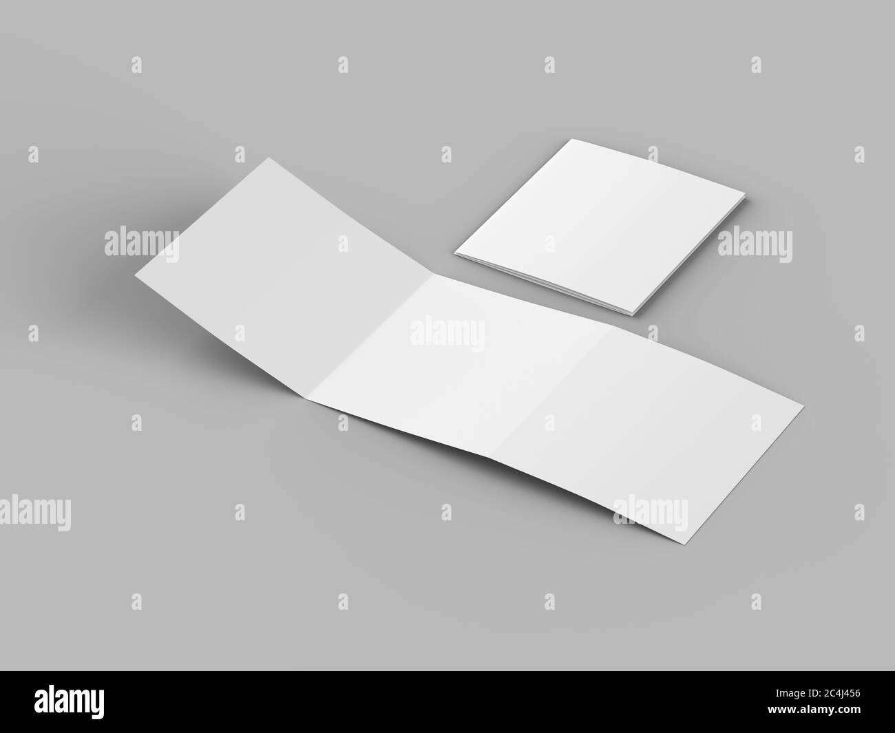 Open tri-folded leaflet in square format Stock Photo - Alamy